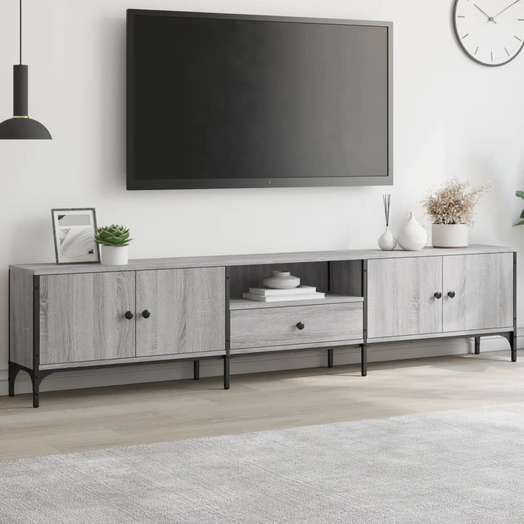 vidaXL ТB шкаф с чекмедже сив сонома 200x25x44 см инженерно дърво