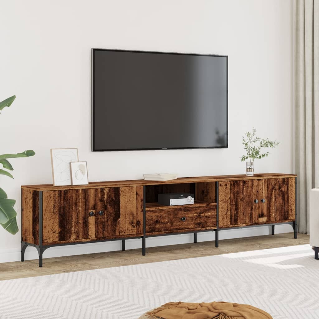 vidaXL ТB шкаф с чекмедже старо дърво 200x25x44 см инженерно дърво