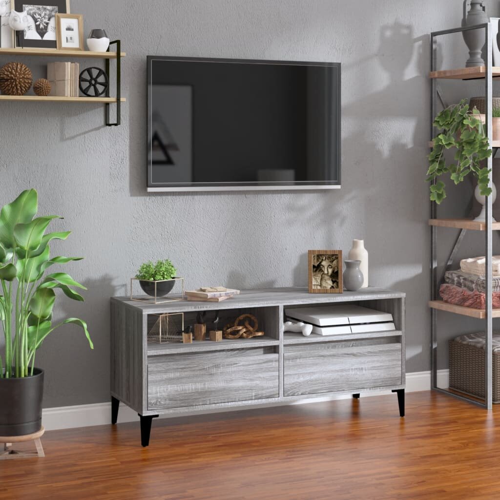 vidaXL ТB шкаф сив сонома 100x345x445 см инженерно дърво