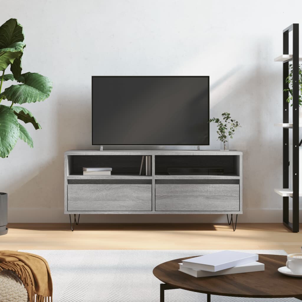 vidaXL ТB шкаф сив сонома 100x345x445 см инженерно дърво