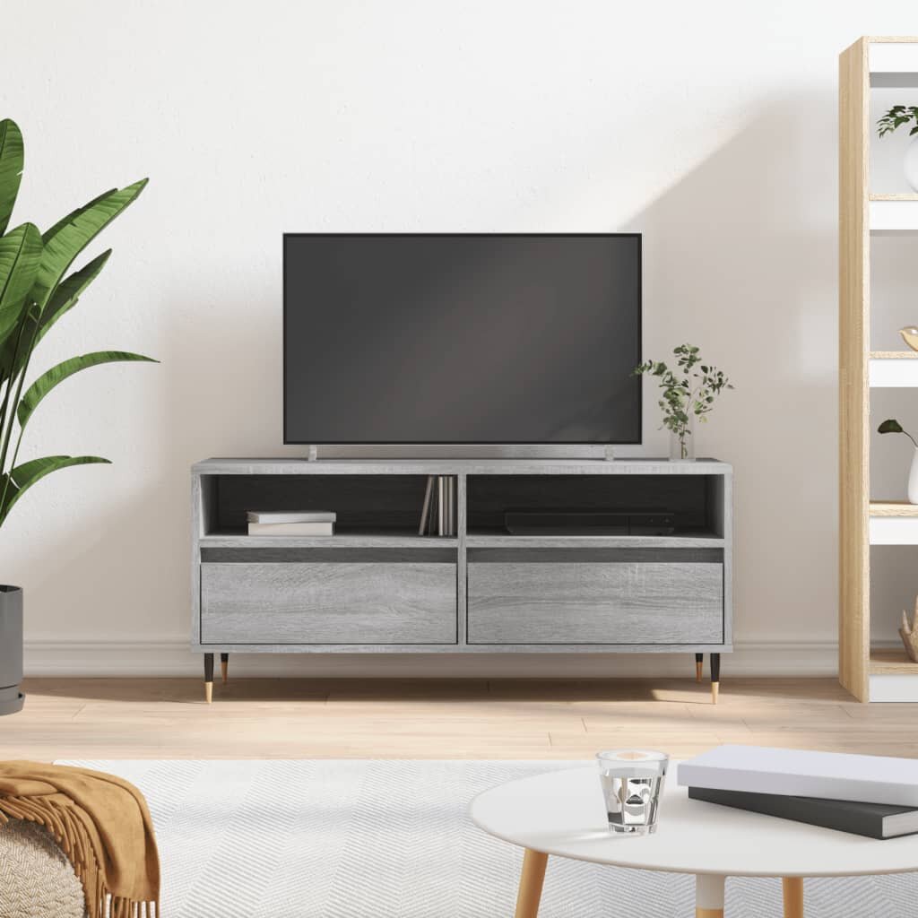 vidaXL ТB шкаф сив сонома 100x345x445 см инженерно дърво