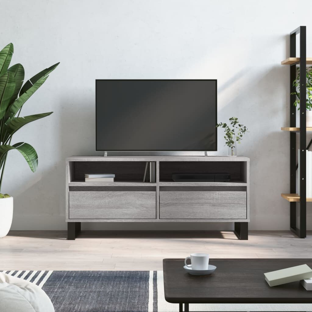 vidaXL ТB шкаф сив сонома 100x345x445 см инженерно дърво