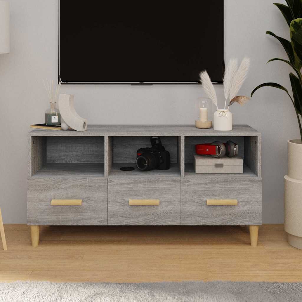 vidaXL ТB шкаф сив сонома 102x36x50 см инженерно дърво