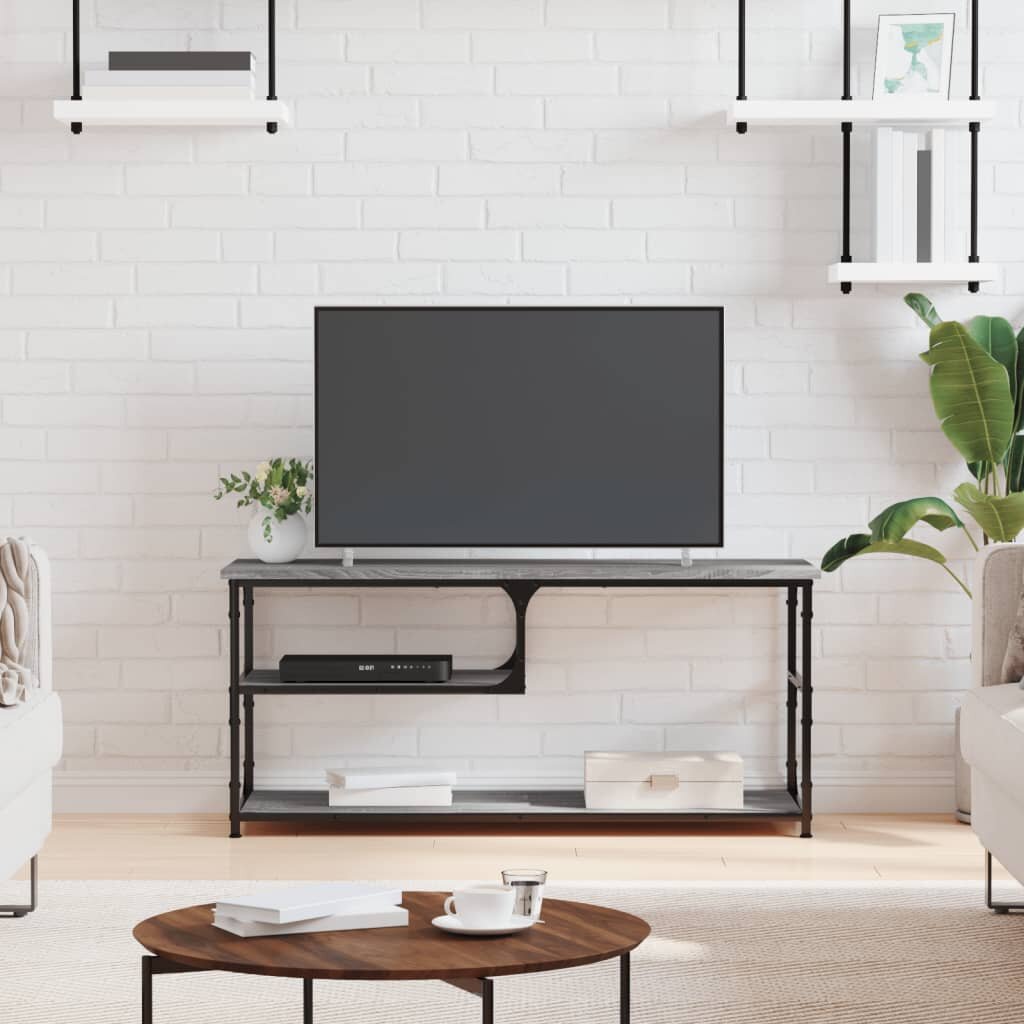 vidaXL ТB шкаф сив сонома 103x38x465 см инженерно дърво и стомана