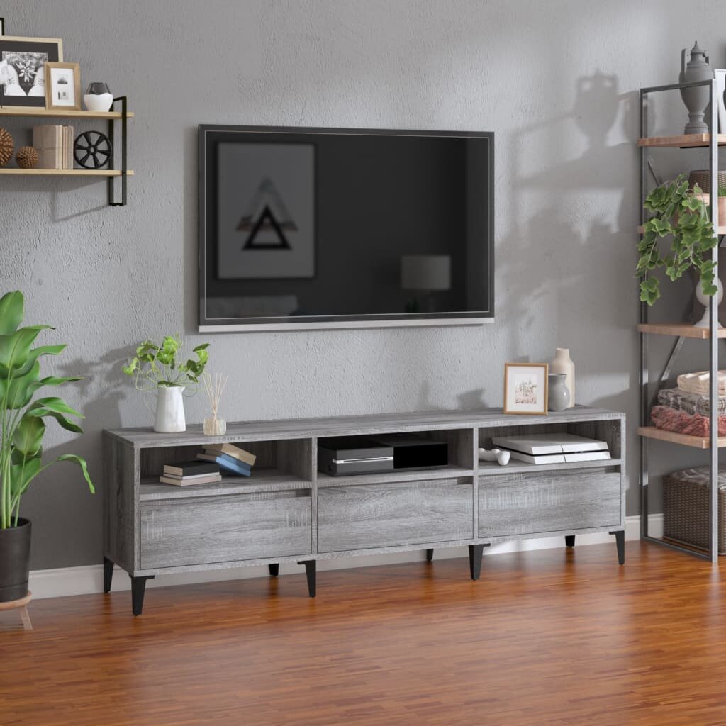 vidaXL ТB шкаф сив сонома 150x30x445 см инженерно дърво