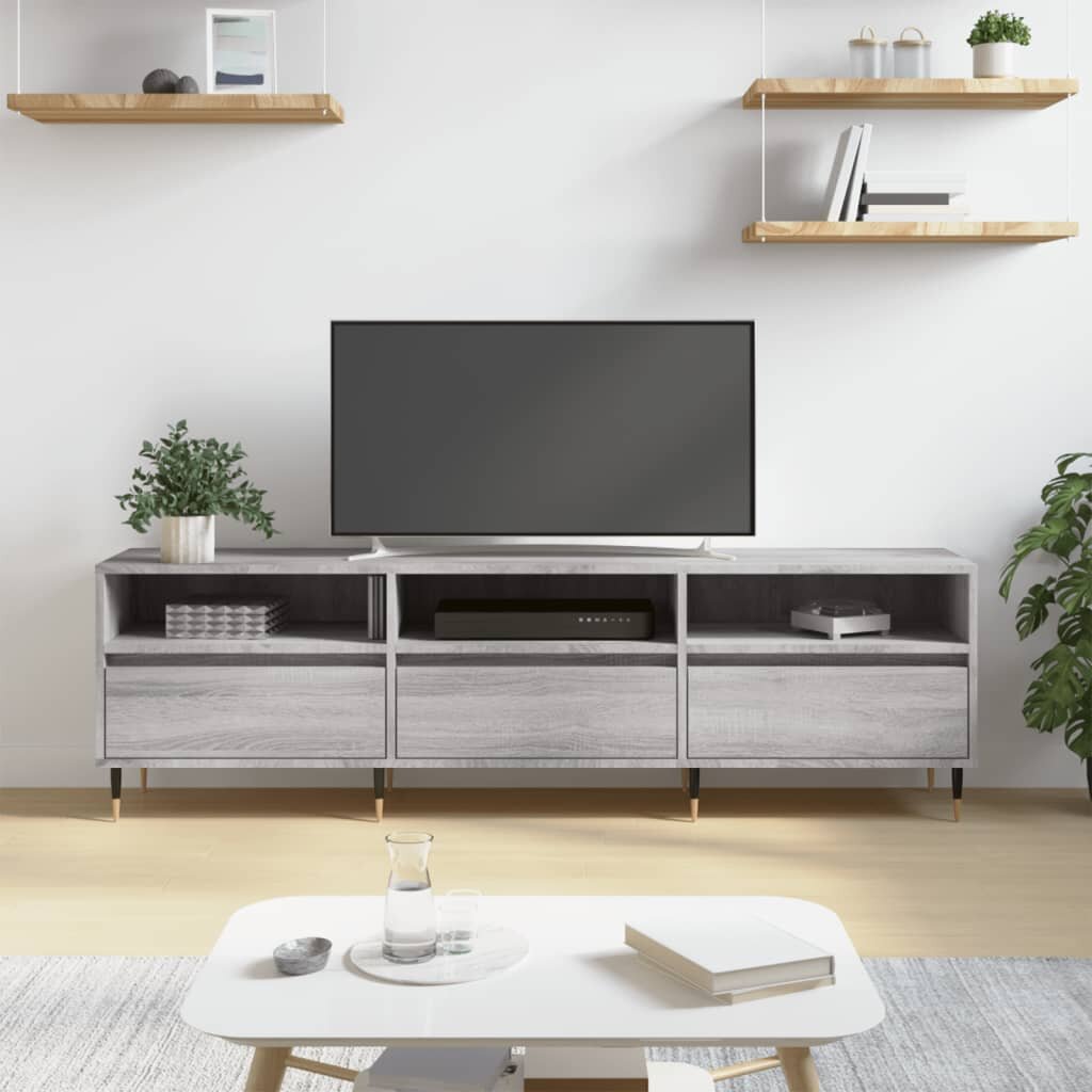 vidaXL ТB шкаф сив сонома 150x30x445 см инженерно дърво