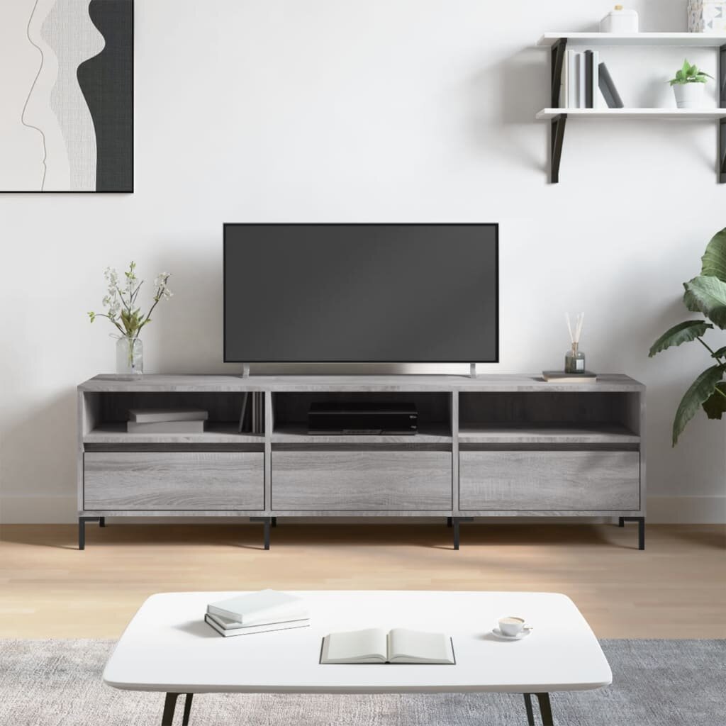 vidaXL ТB шкаф сив сонома 150x30x445 см инженерно дърво