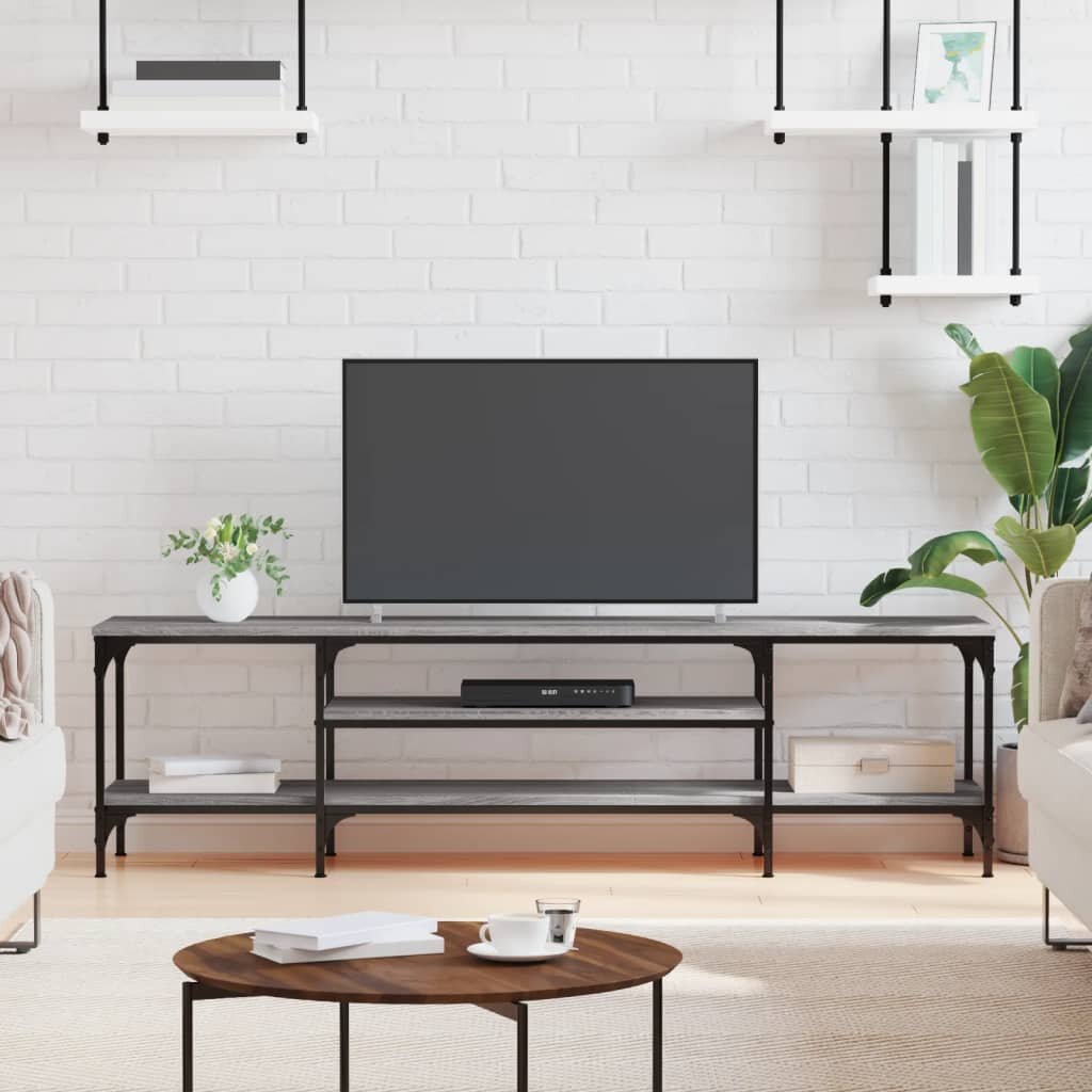 vidaXL ТB шкаф сив сонома 161x35x45 см инженерно дърво и желязо