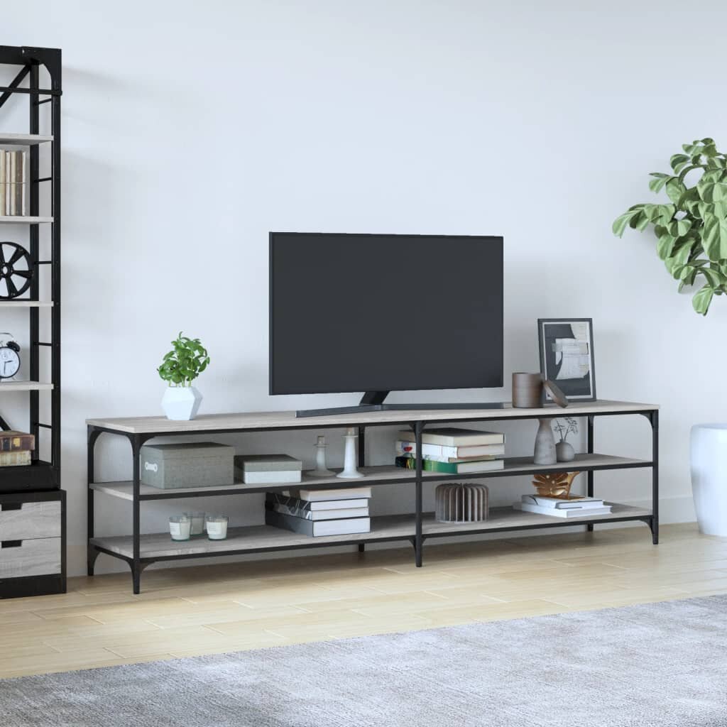 vidaXL ТB шкаф сив сонома 200x30x50 см инженерно дърво и метал
