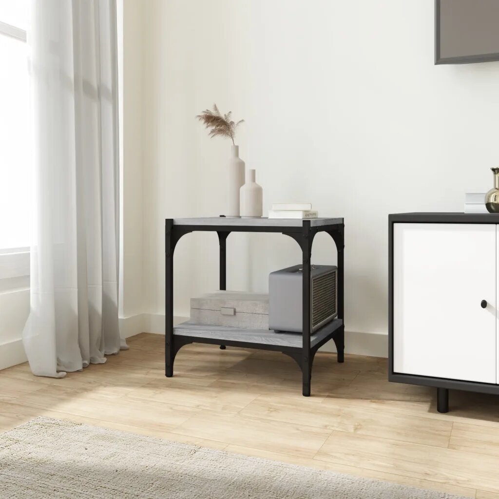 vidaXL ТB шкаф сив сонома 40x33x41 см инженерно дърво и стомана
