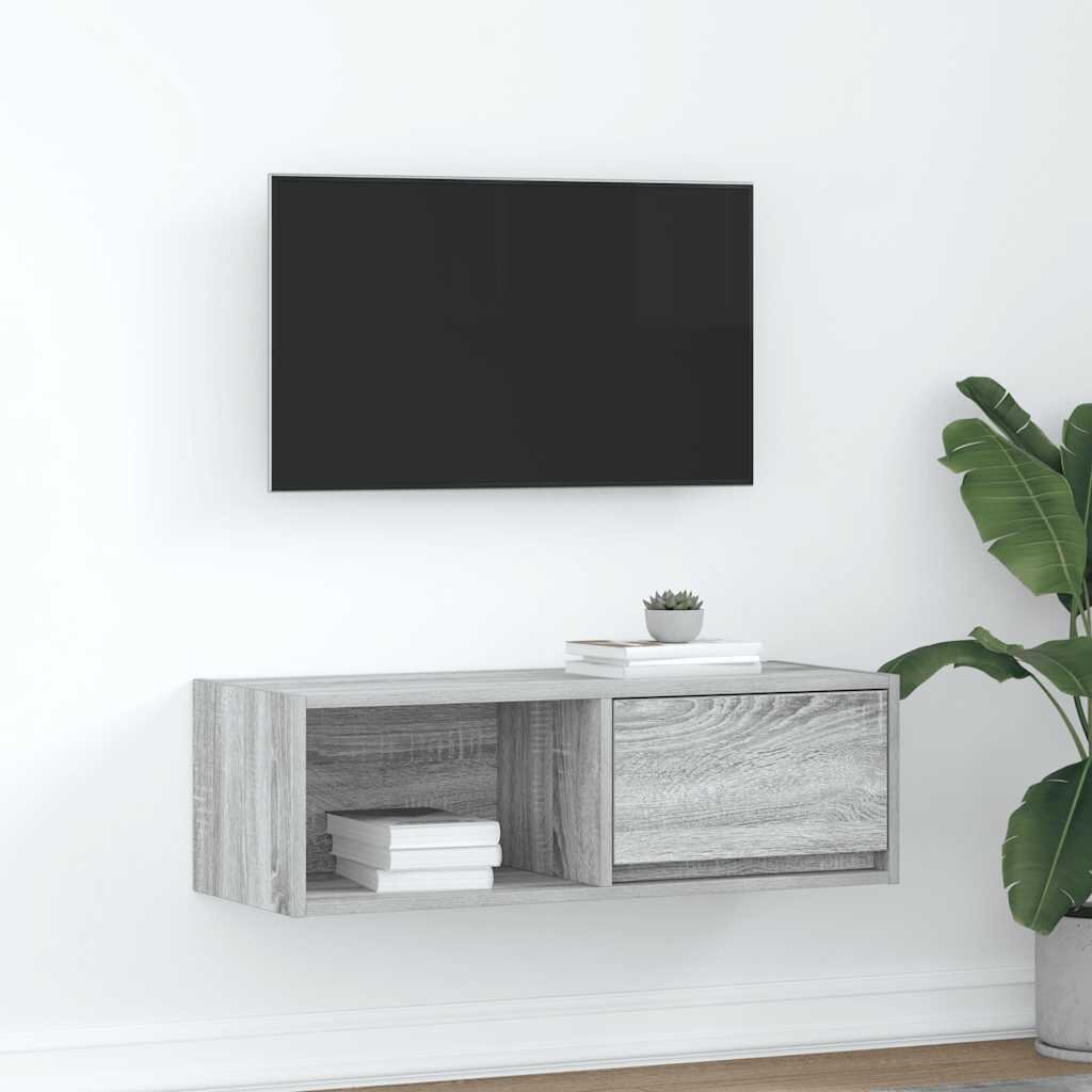 vidaXL ТB шкаф сив сонома 80x31x255 см инженерно дърво