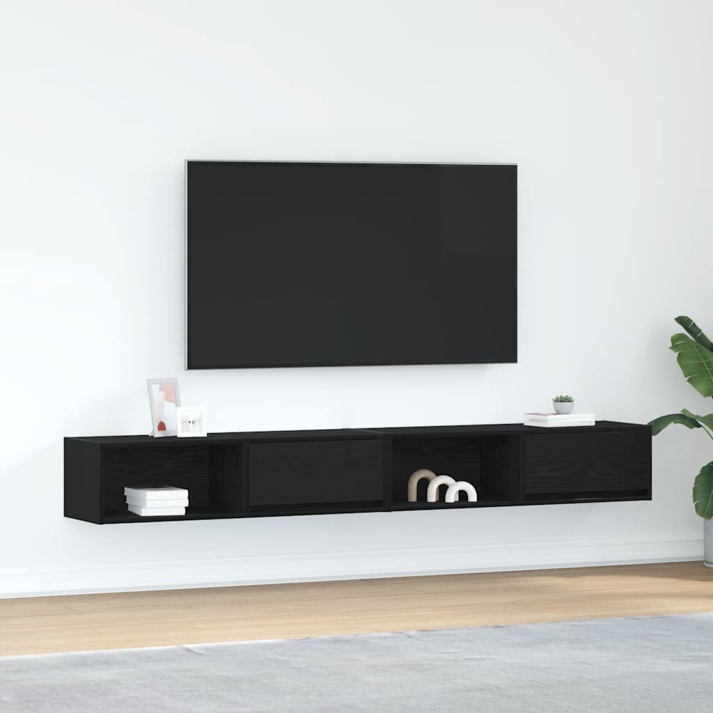 vidaXL ТB шкафове 2 бр черен дъб 100x31x255 см инженерно дърво