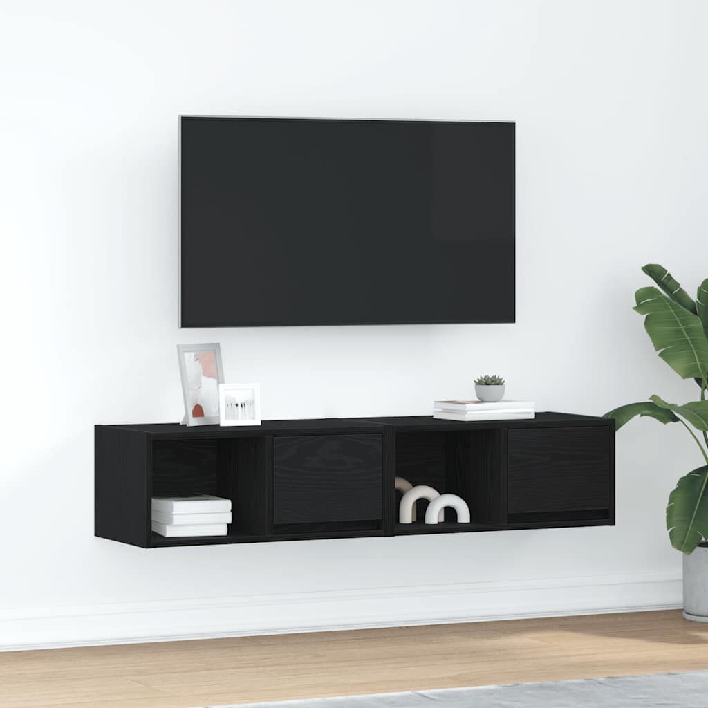 vidaXL ТB шкафове 2 бр черен дъб 60x31x255 см инженерно дърво
