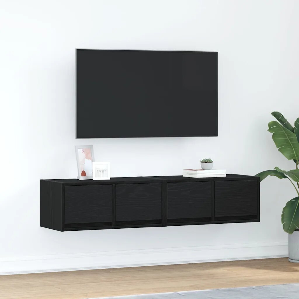 vidaXL ТB шкафове 2 бр черен дъб 60x31x255 см инженерно дърво