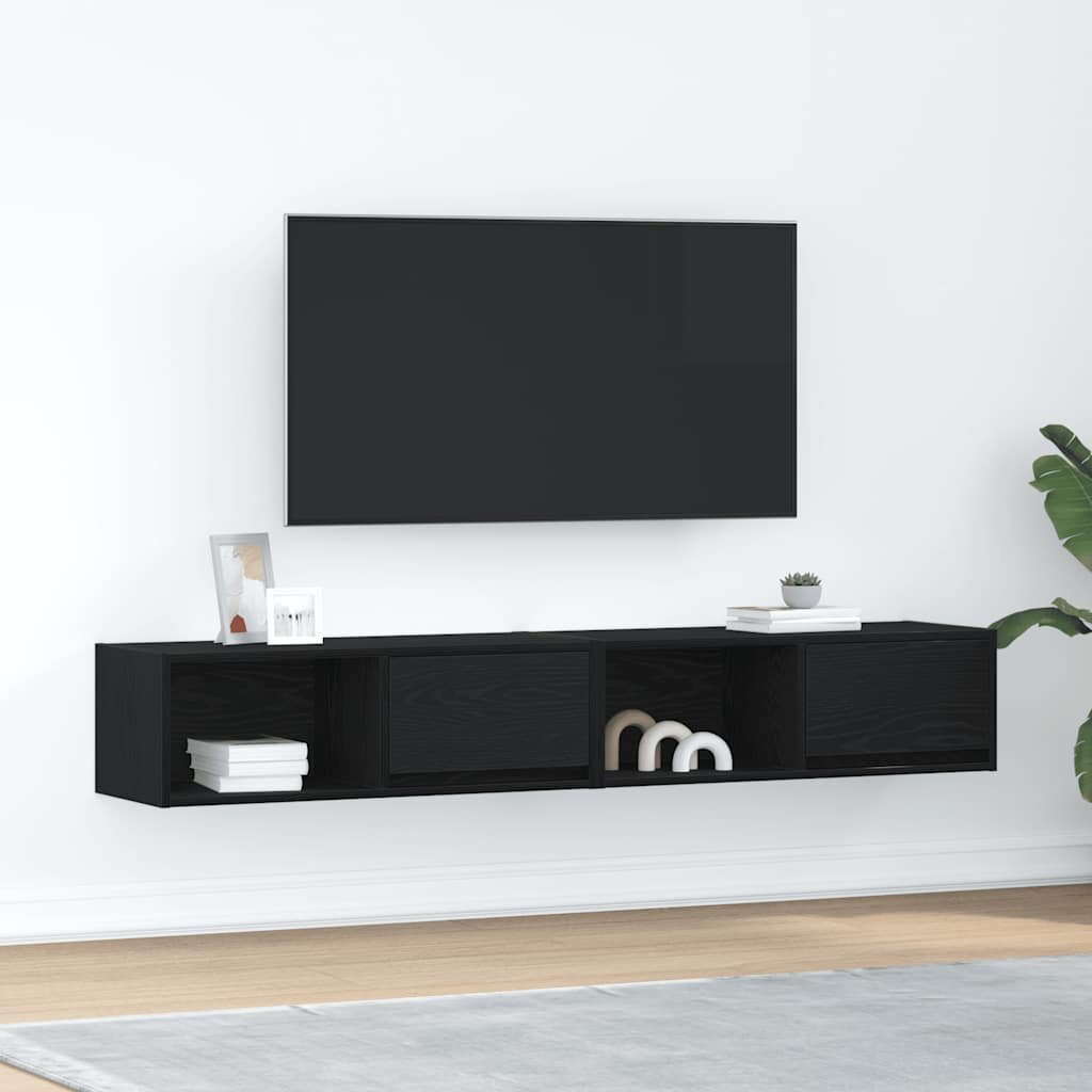 vidaXL ТB шкафове 2 бр черен дъб 80x31x255 см инженерно дърво