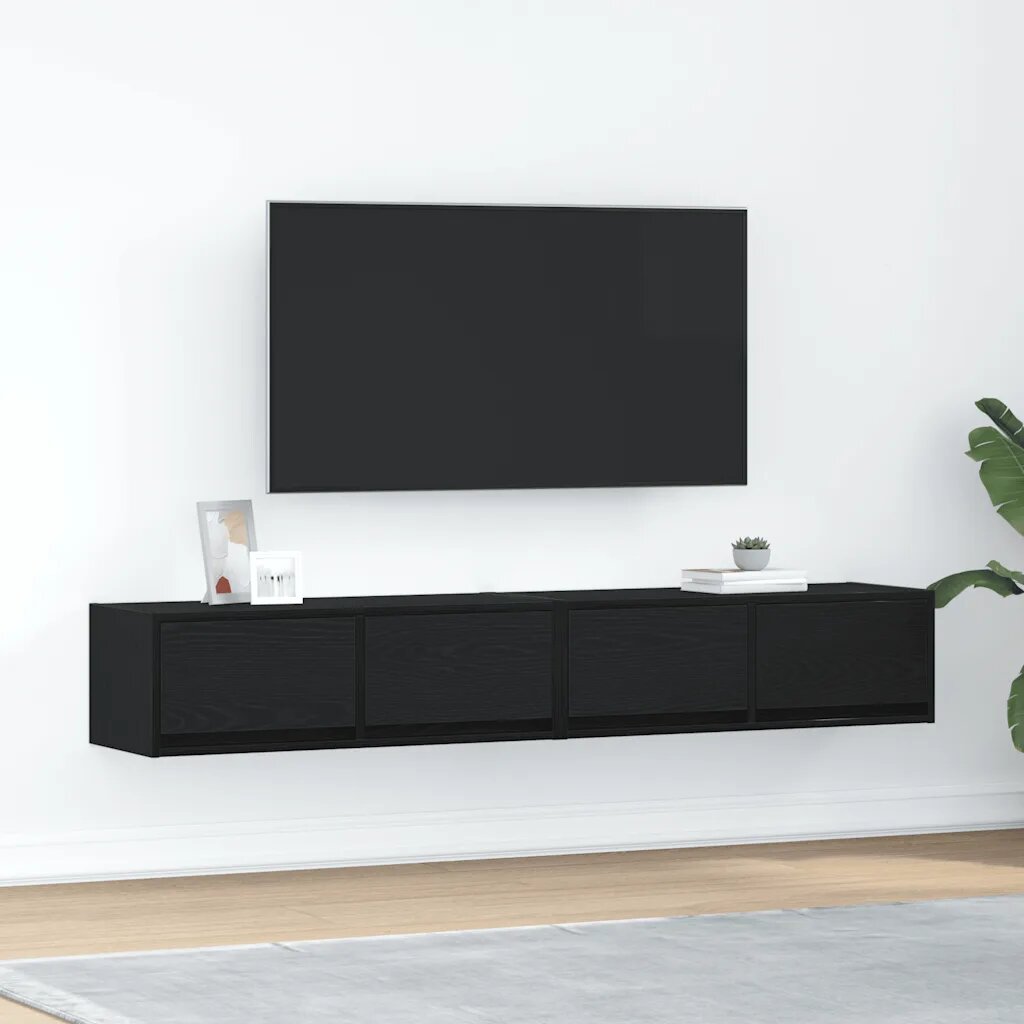 vidaXL ТB шкафове 2 бр черен дъб 80x31x255 см инженерно дърво