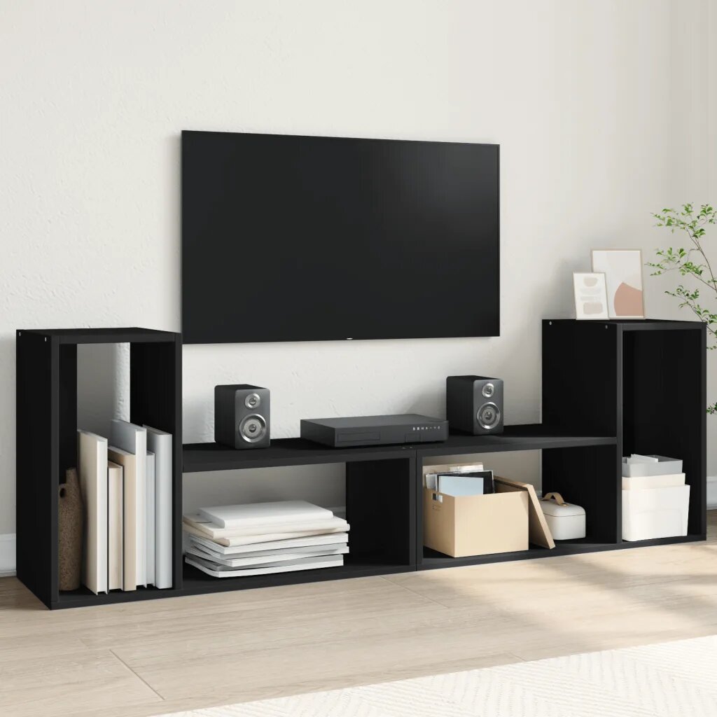 vidaXL ТB шкафове 2 бр черни 75x30x50 см инженерно дърво