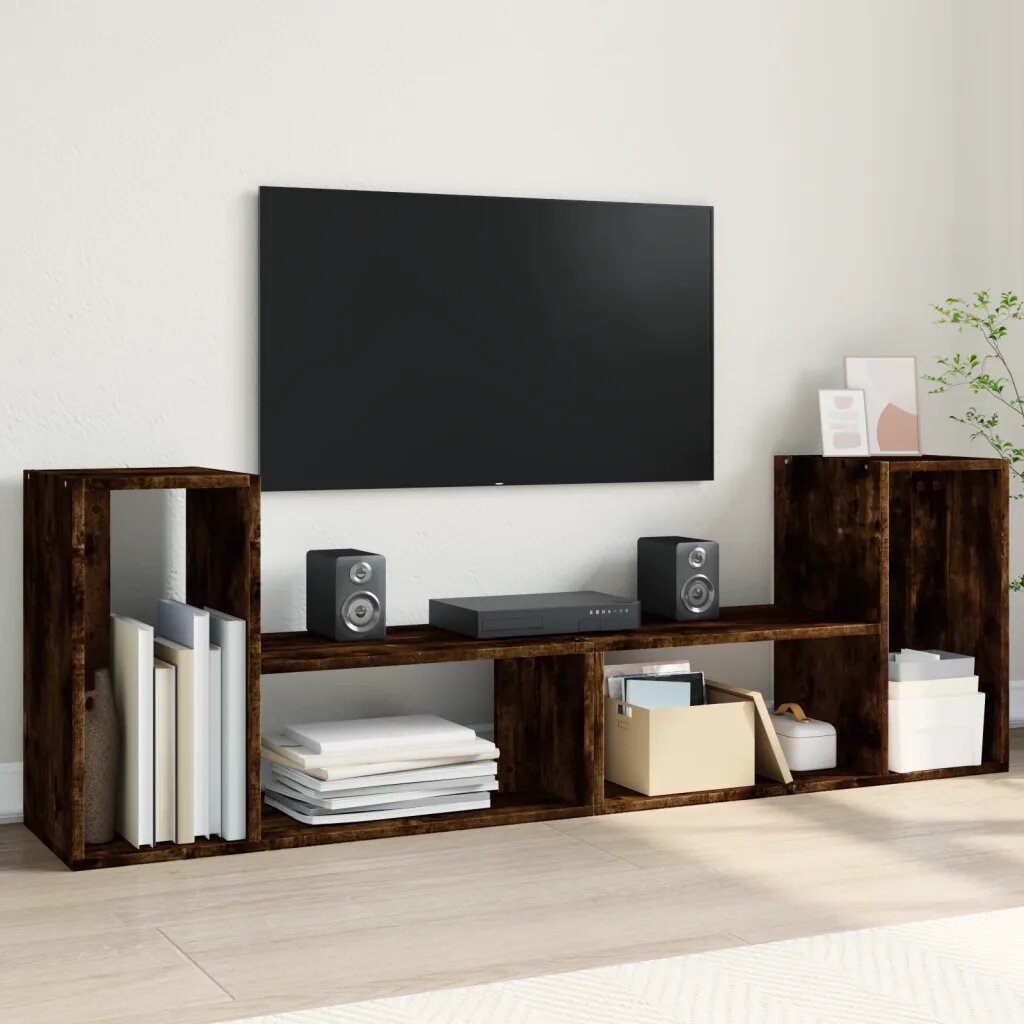vidaXL ТB шкафове 2 бр опушен дъб 75x30x50 см инженерно дърво