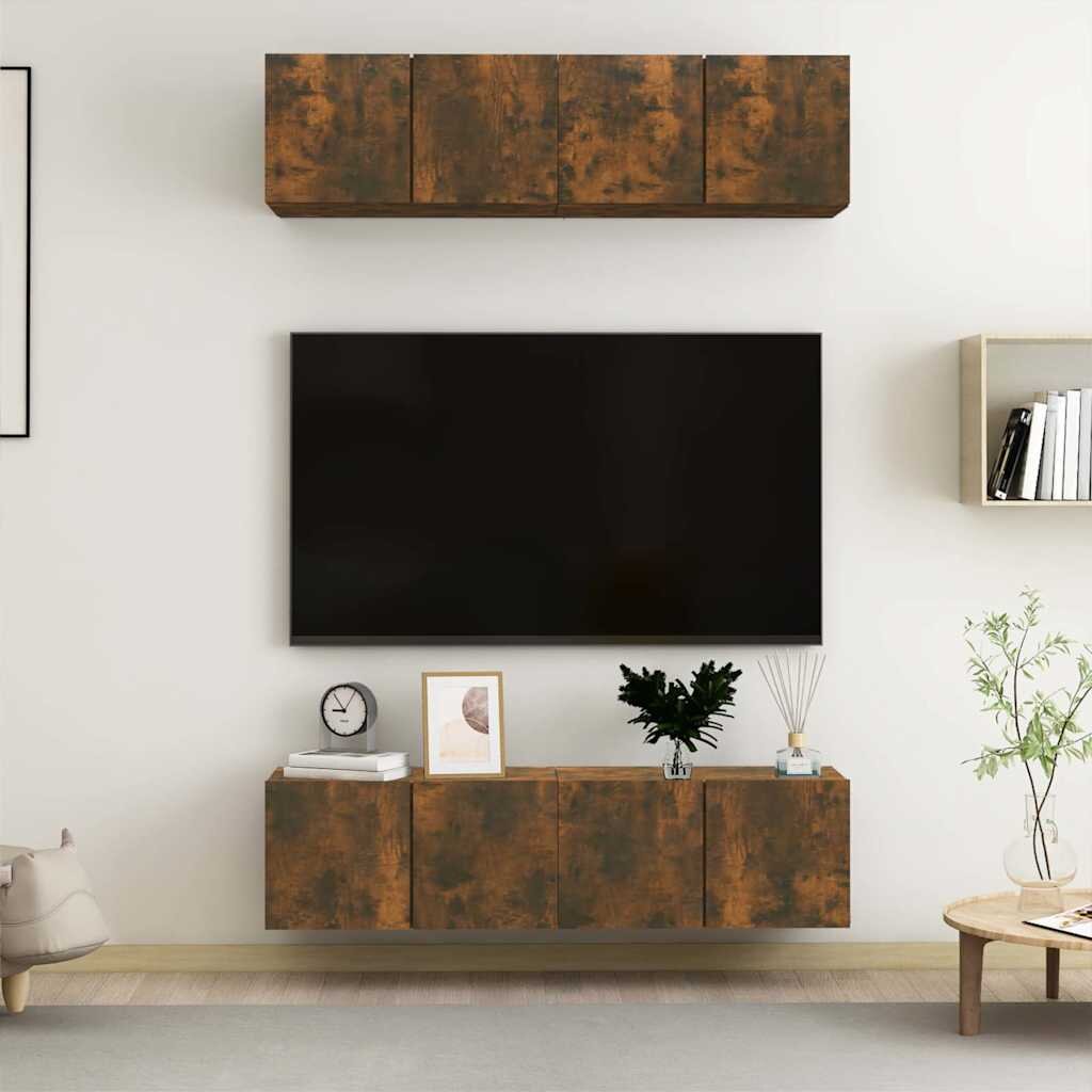 vidaXL ТB шкафове 4 бр опушен дъб 60x30x30 см инженерно дърво