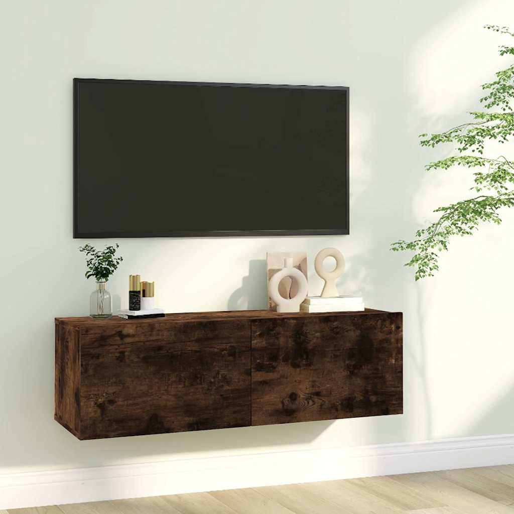 vidaXL ТB стенен шкаф опушен дъб 100x30x30 см инженерно дърво