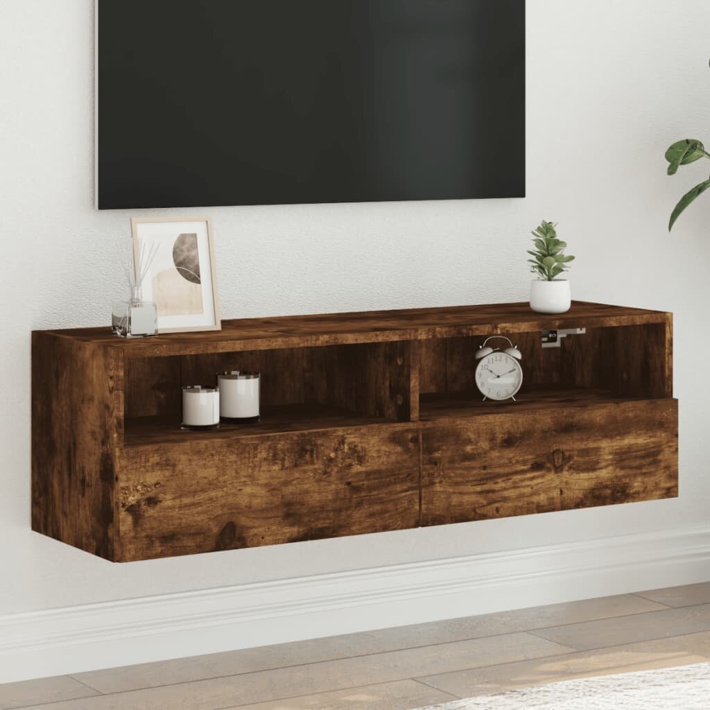 vidaXL ТB стенен шкаф опушен дъб 100x30x30 см инженерно дърво