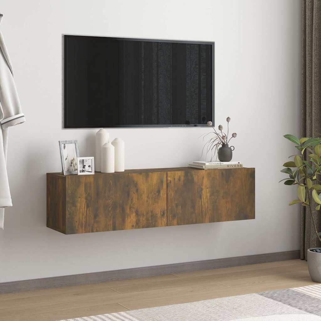 vidaXL ТB стенен шкаф опушен дъб 120x30x30 см инженерно дърво