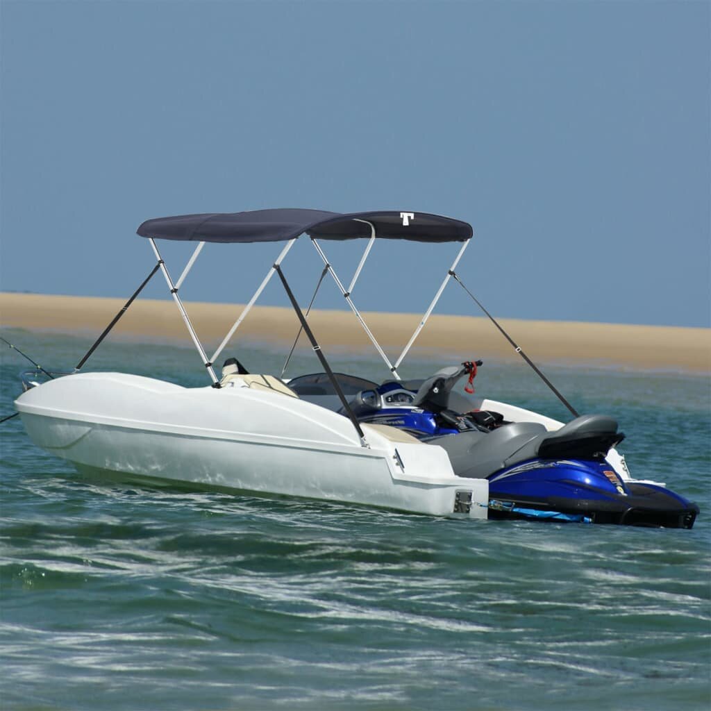 vidaXL Тента за лодка с 3 дъги мрежести страници 183x(137-152)x137 см