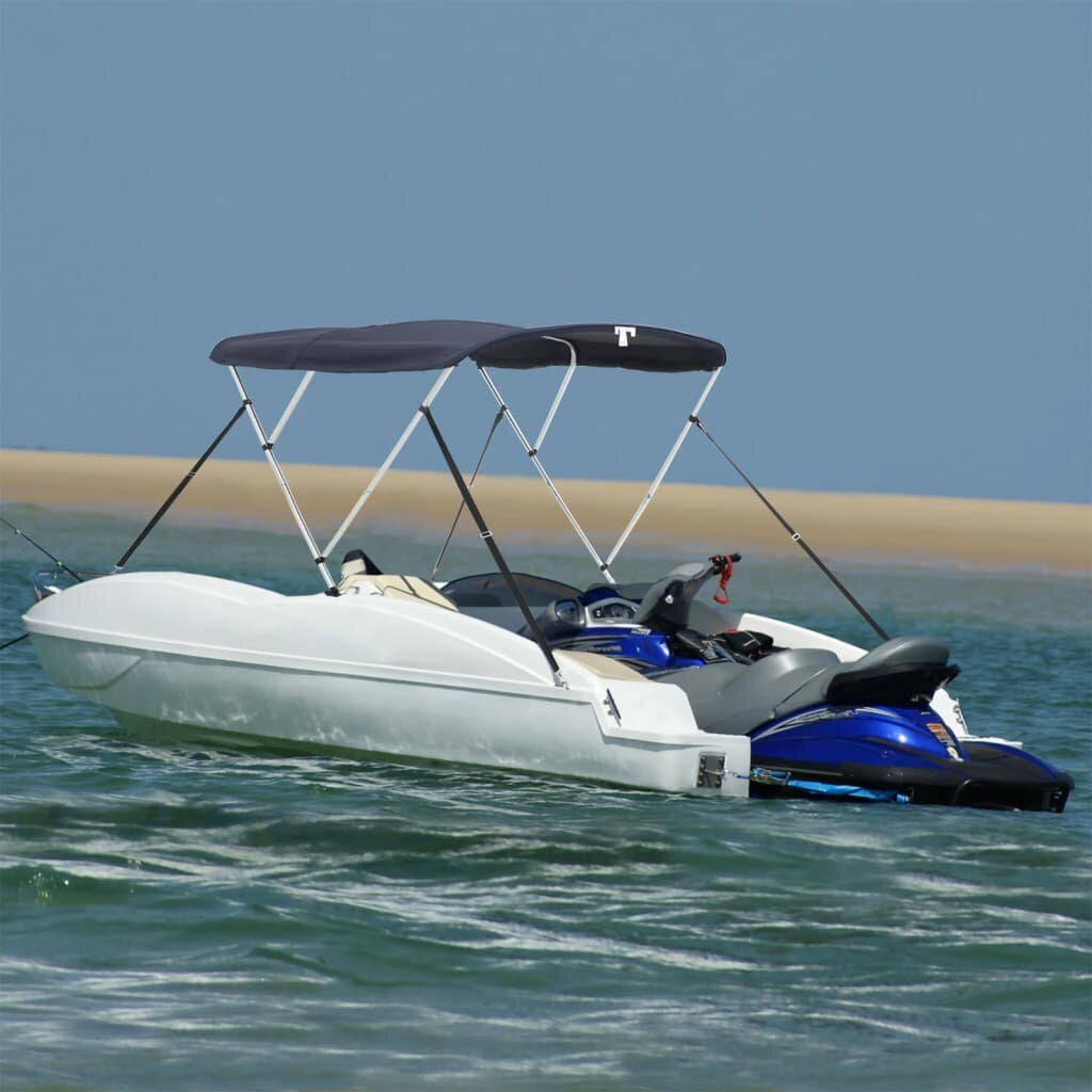 vidaXL Тента за лодка с 3 дъги мрежести страници 183x(170-182)x137 см