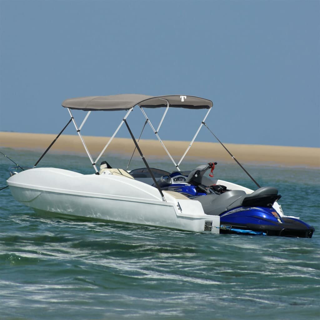 vidaXL Тента за лодка с 3 дъги мрежести страници 183x(170-182)x137 см
