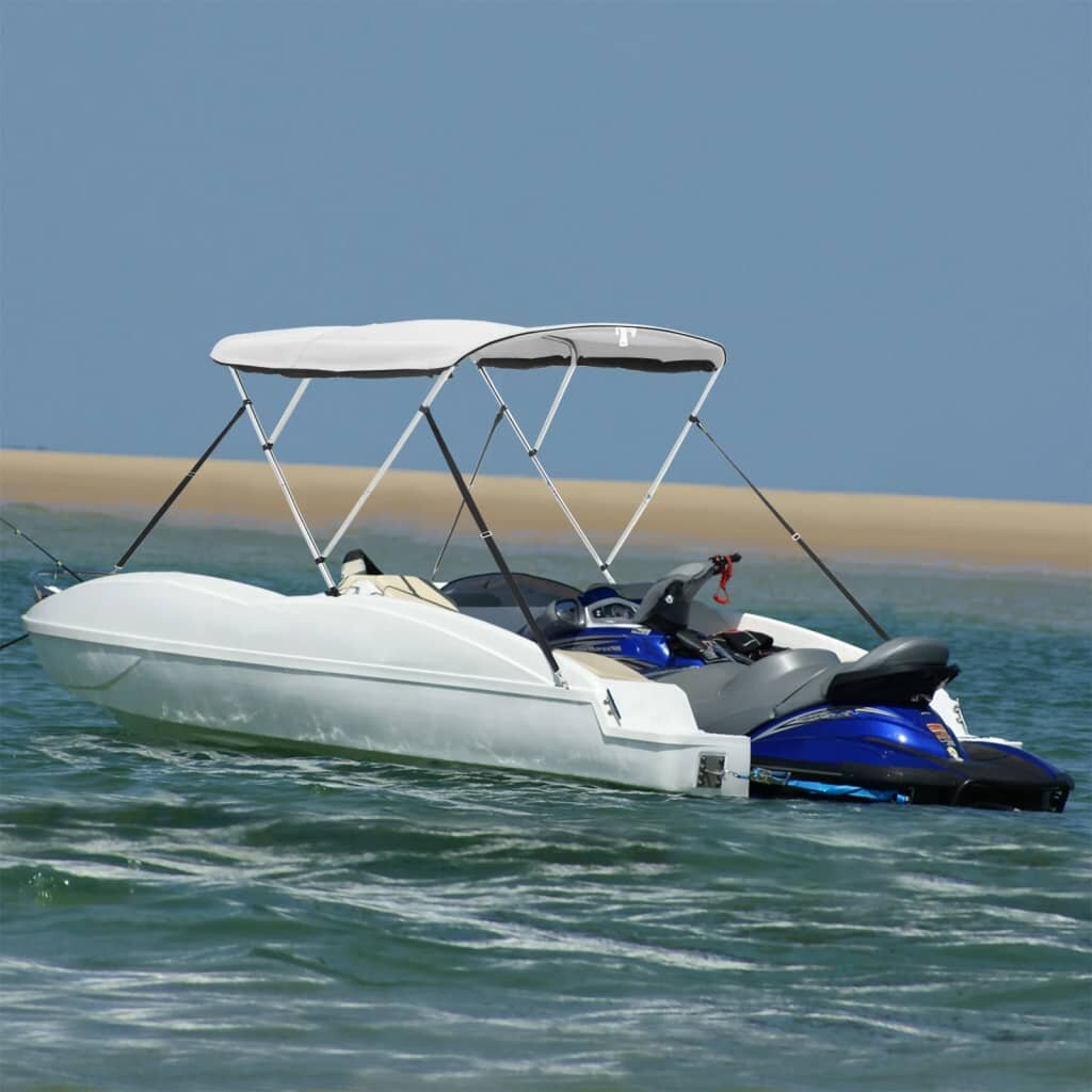 vidaXL Тента за лодка с 3 дъги мрежести страници 183x(185-198)x137 см