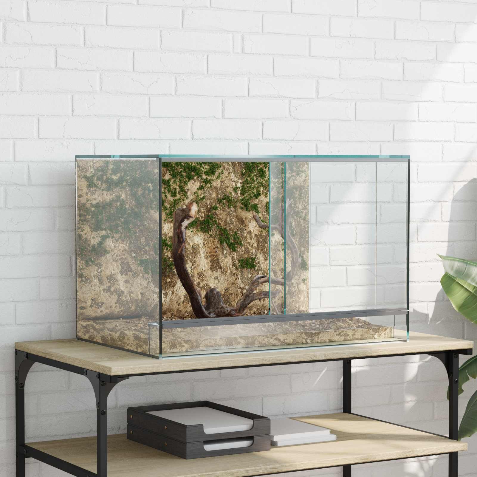 vidaXL Терариум със съхранение Прозрачен 60 x 40 x 40 см Стъкло
