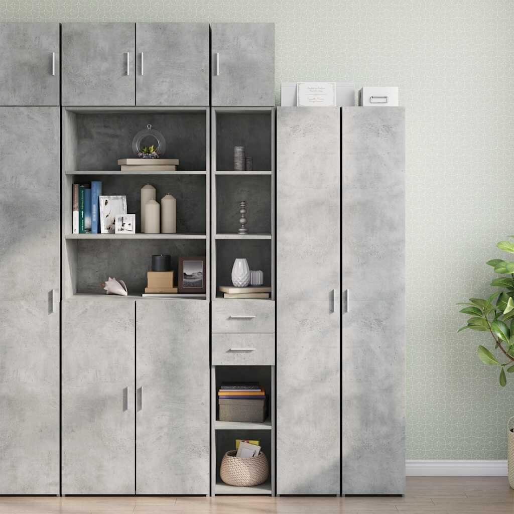 vidaXL Тесен шкаф бетонно сив 30x425x225 см инженерно дърво