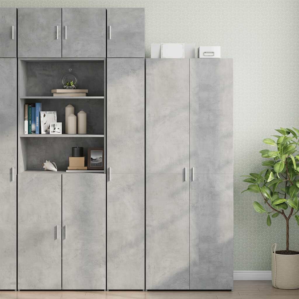 vidaXL Тесен шкаф бетонно сив 30x425x225 см инженерно дърво