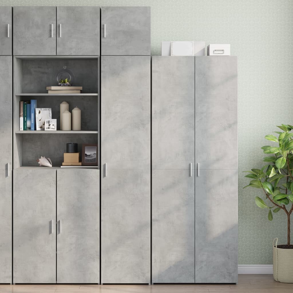 vidaXL Тесен шкаф бетонно сив 40x425x225 см инженерно дърво