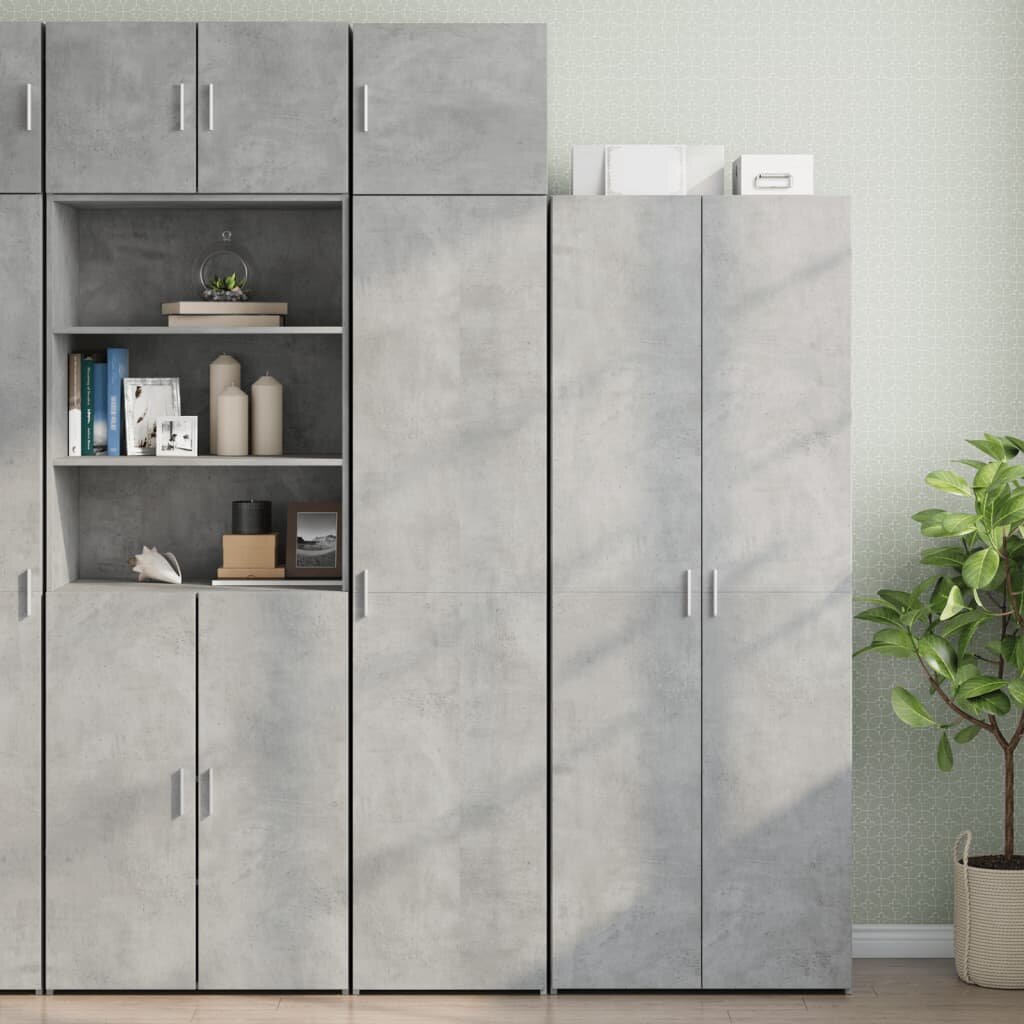 vidaXL Тесен шкаф бетонно сив 45x425x225 см инженерно дърво