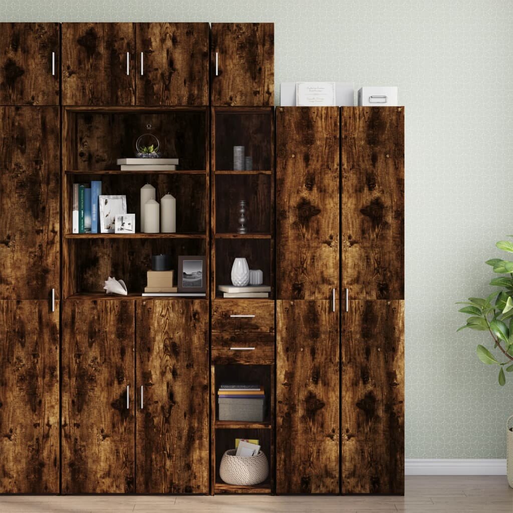 vidaXL Тесен шкаф опушен дъб 30x425x225 см инженерно дърво