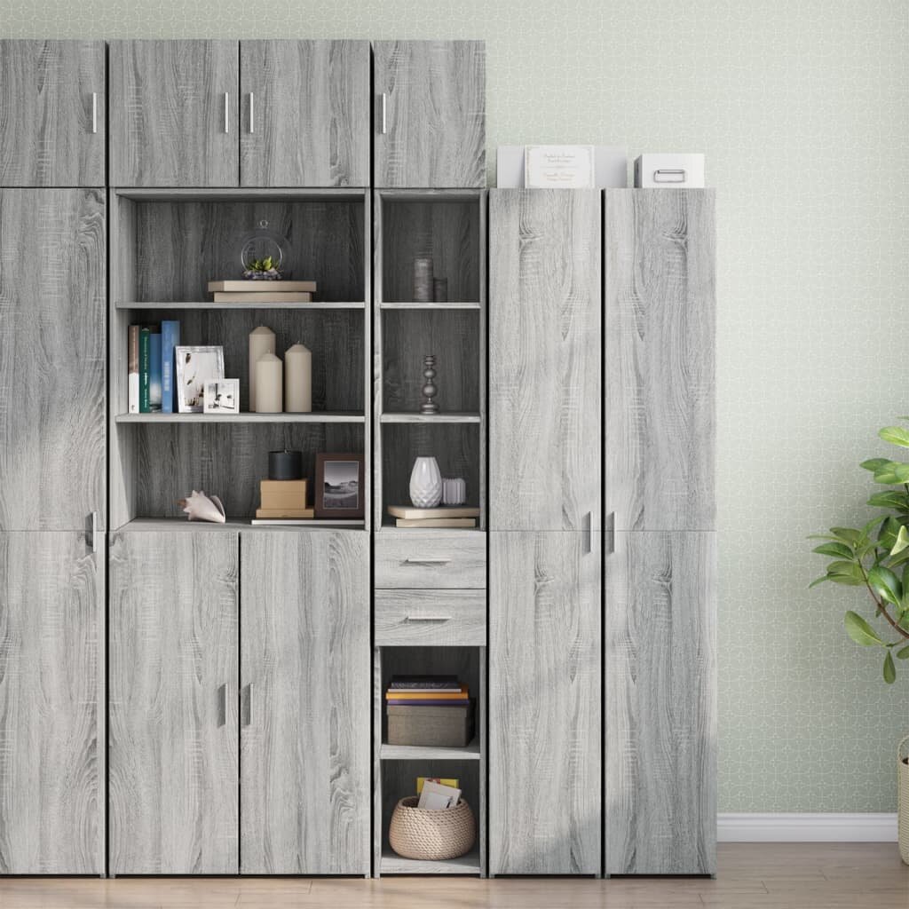 vidaXL Тесен шкаф сив сонома 30x425x225 см инженерно дърво