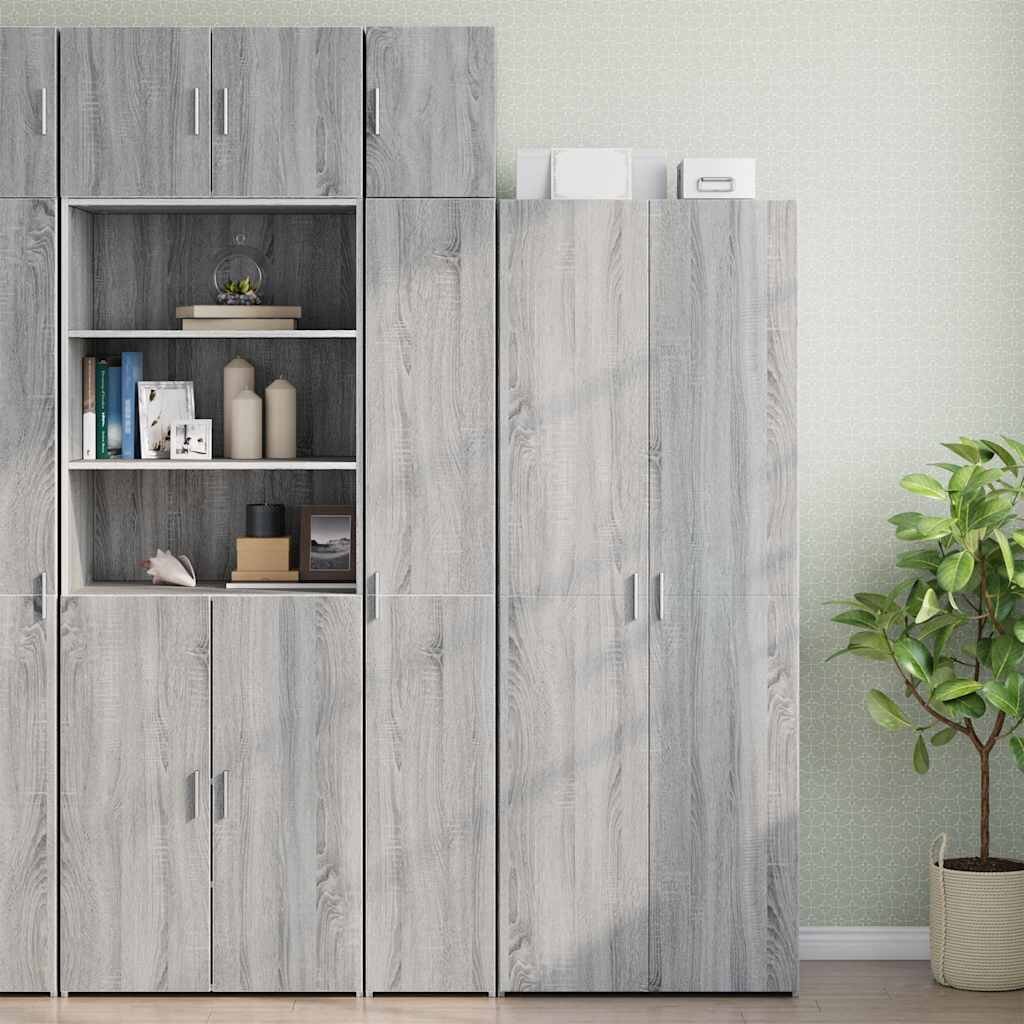 vidaXL Тесен шкаф сив сонома 30x425x225 см инженерно дърво