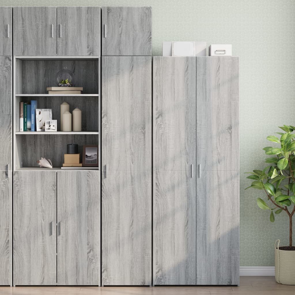 vidaXL Тесен шкаф сив сонома 40x425x225 см инженерно дърво