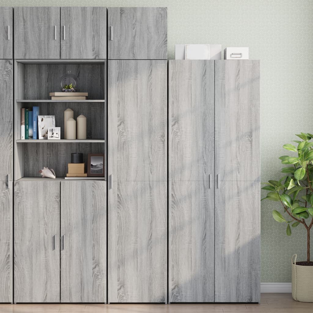 vidaXL Тесен шкаф сив сонома 45x425x225 см инженерно дърво