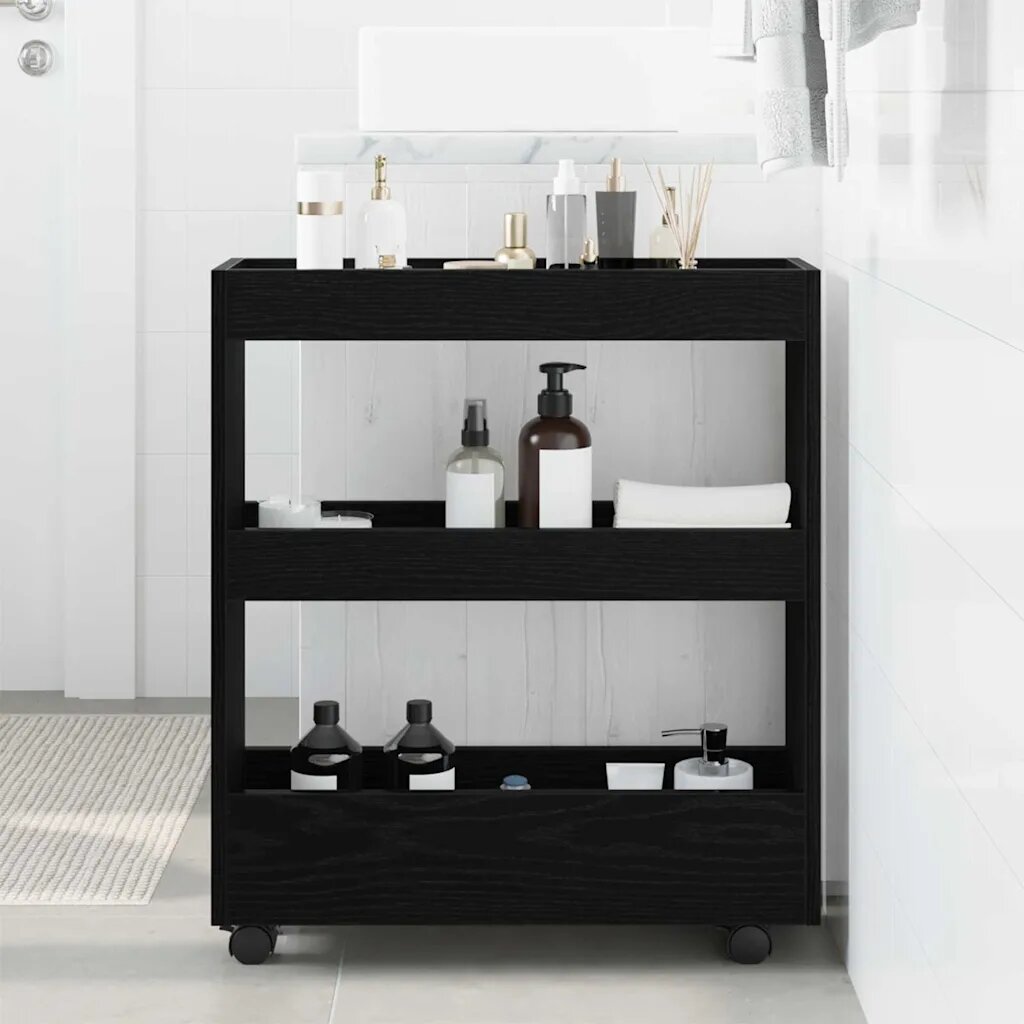 vidaXL Тесен Тролей за Съхранение Черния дъб 60 x 18 x 70 см