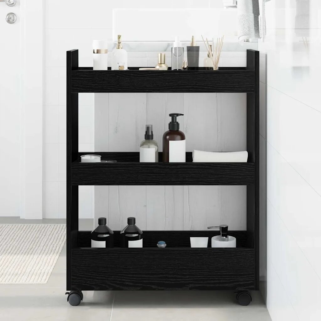 vidaXL Тесен Тролей за Съхранение Черния дъб 60 x 22 x 80 см