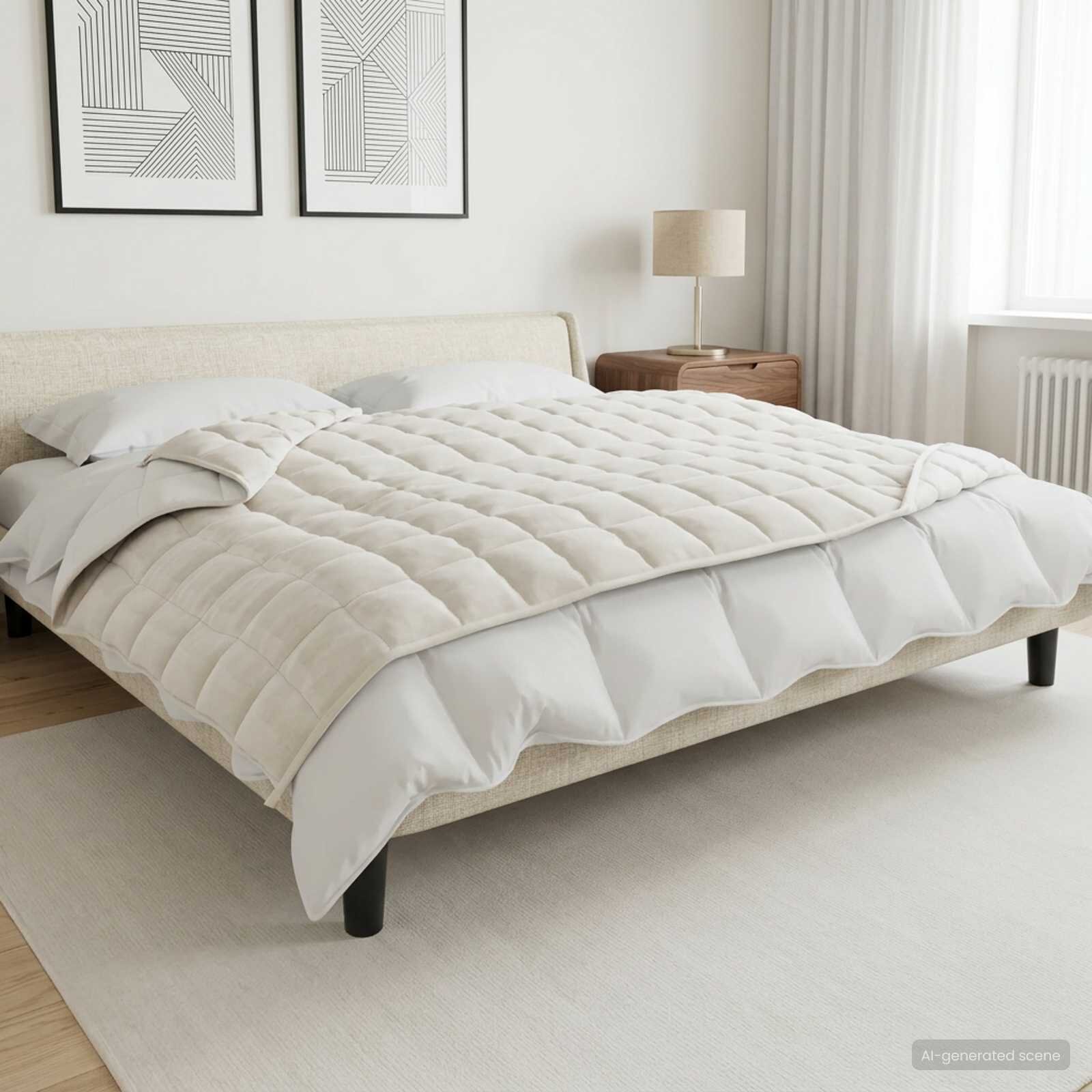 vidaXL Тежко одеяло Бяло 135 x 200 cm 10 kg 100% Памук 205T