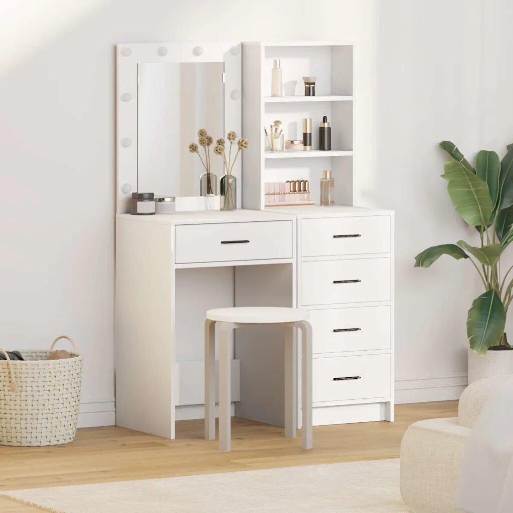 vidaXL Тоалетка 2 бр. Бяло 50 x 41 x 135 см Инженерна дървесина