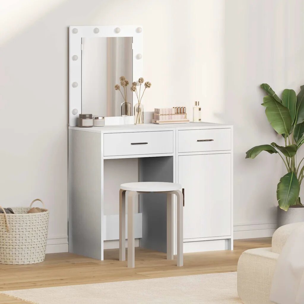 vidaXL Тоалетка 2 бр. Бяло 50 x 41 x 135 см Инженерна дървесина