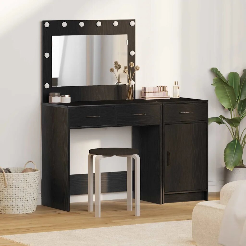 vidaXL Тоалетка 2 бр. Черно 40 x 41 x 75 см Инженерна дървесина