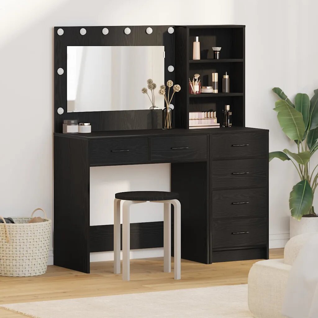 vidaXL Тоалетка 2 бр. Черно 78.5 x 41 x 135 см Инженерна дървесина