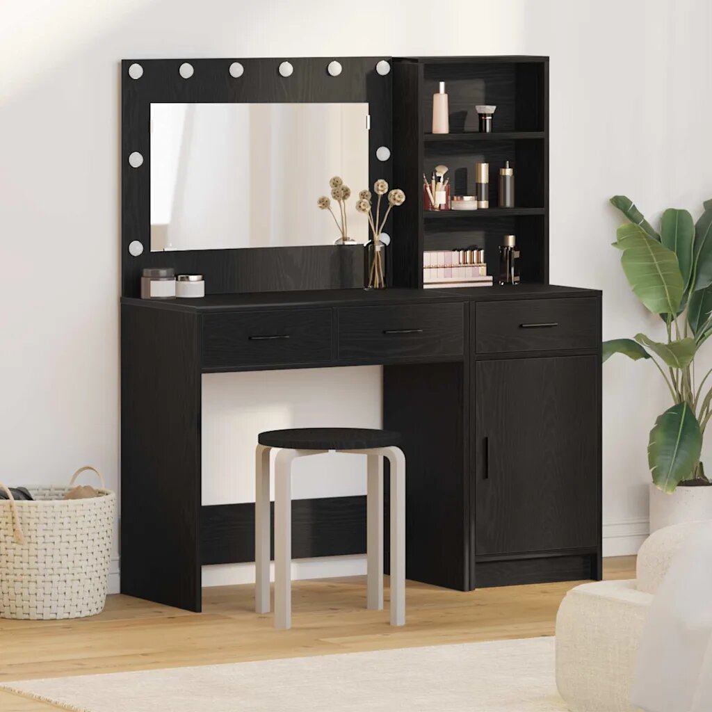 vidaXL Тоалетка 2 бр. Черно 785 x 41 x 135 см Инженерна дървесина