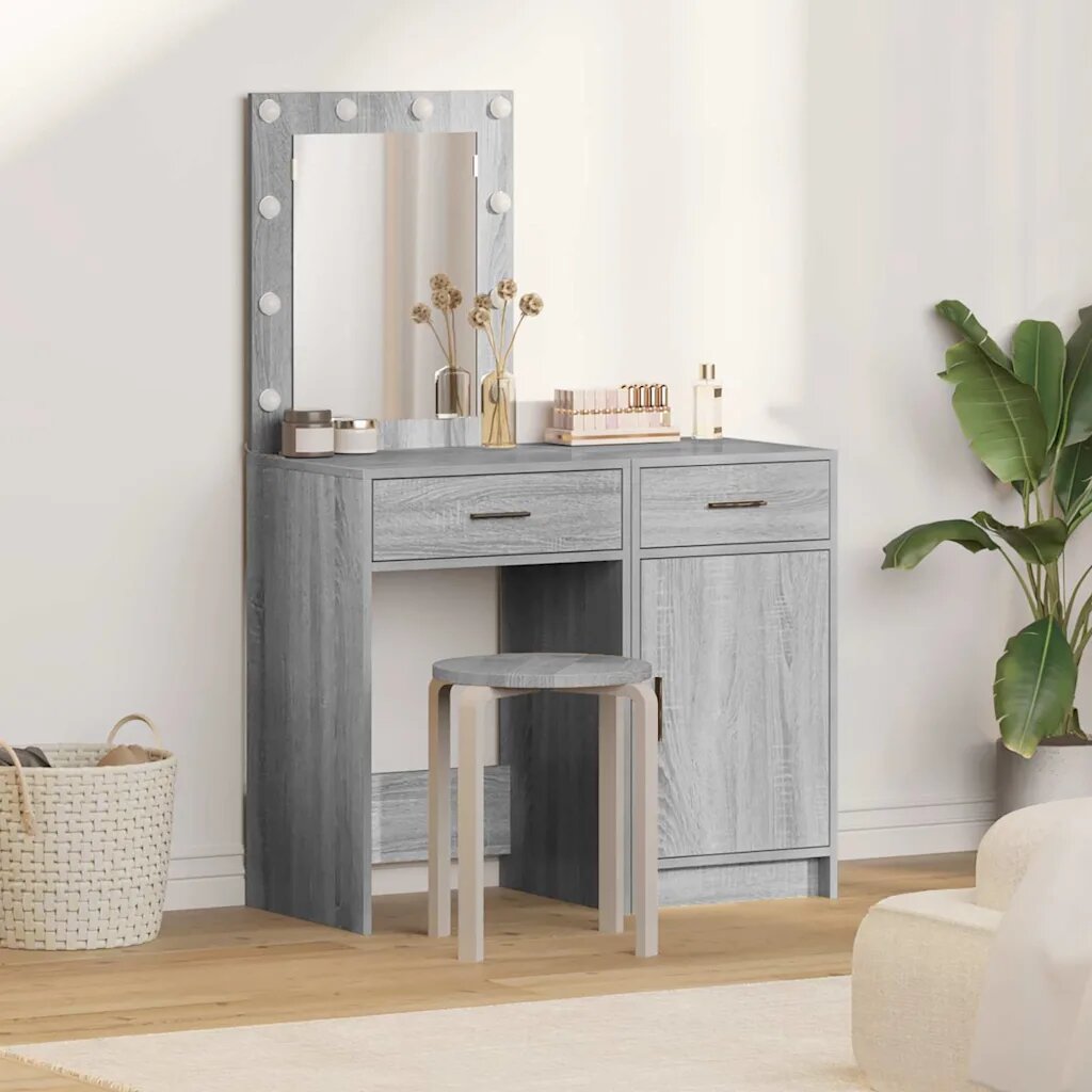 vidaXL Тоалетка 2 бр. Сив 50 x 41 x 135 см Инженерна дървесина