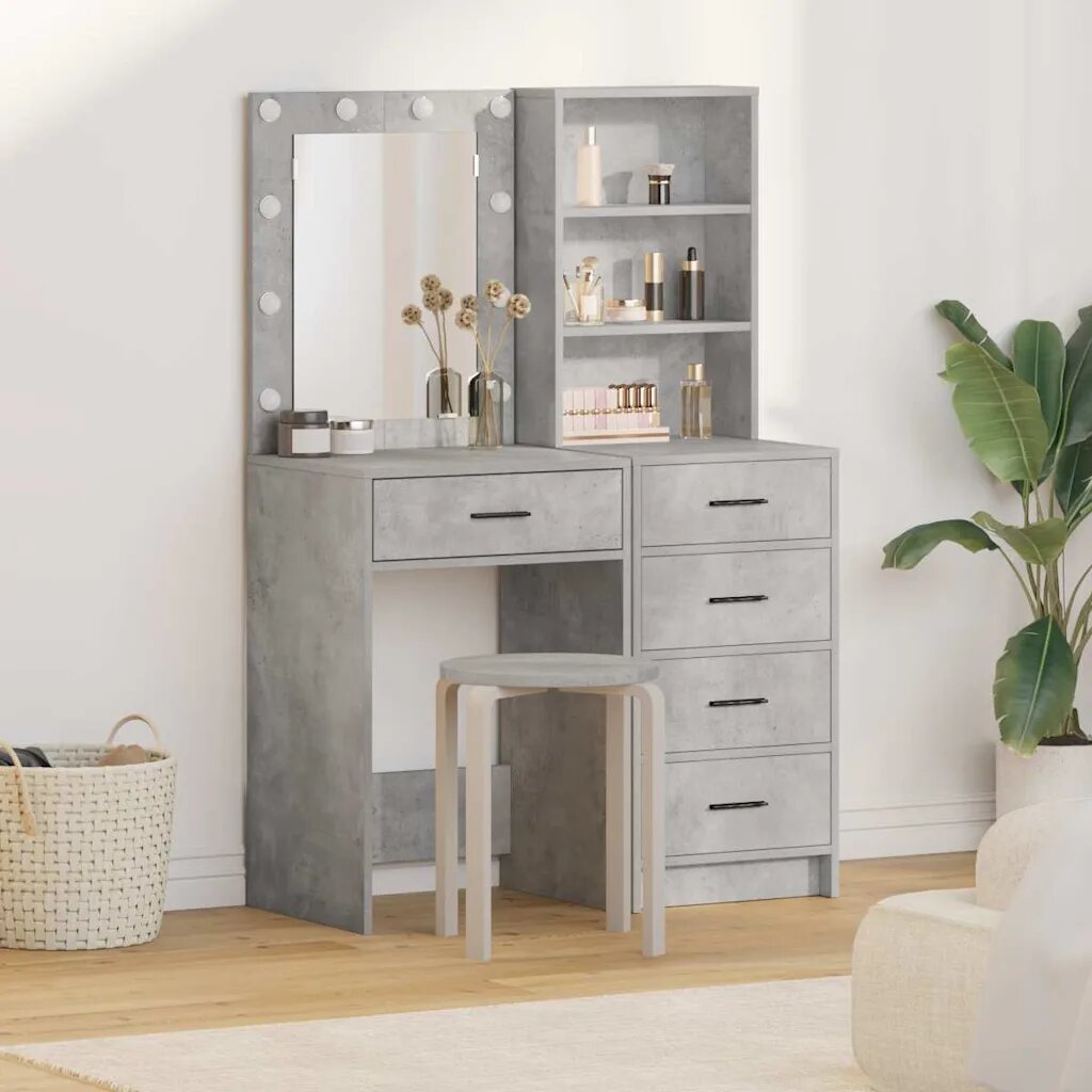 vidaXL Тоалетка 2 бр. Сив 50 x 41 x 135 см Инженерна дървесина